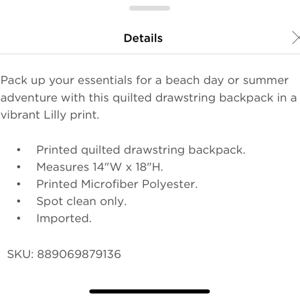 🌺Last One!🌺NWT Lilly Pulitzer Printed Quilted Drawstring Backpack - Picture 8 of 8